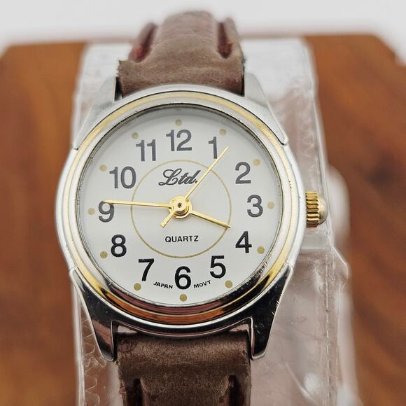 LTD Women's Two Tone Quartz Watch Brown Leather Band Simple Casual Everyday - Picture 2 of 7